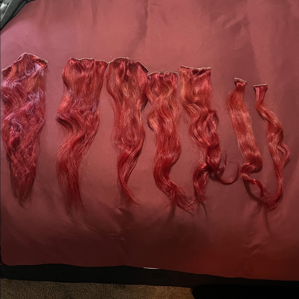 Vibrant Red Wavy Hair Extensions